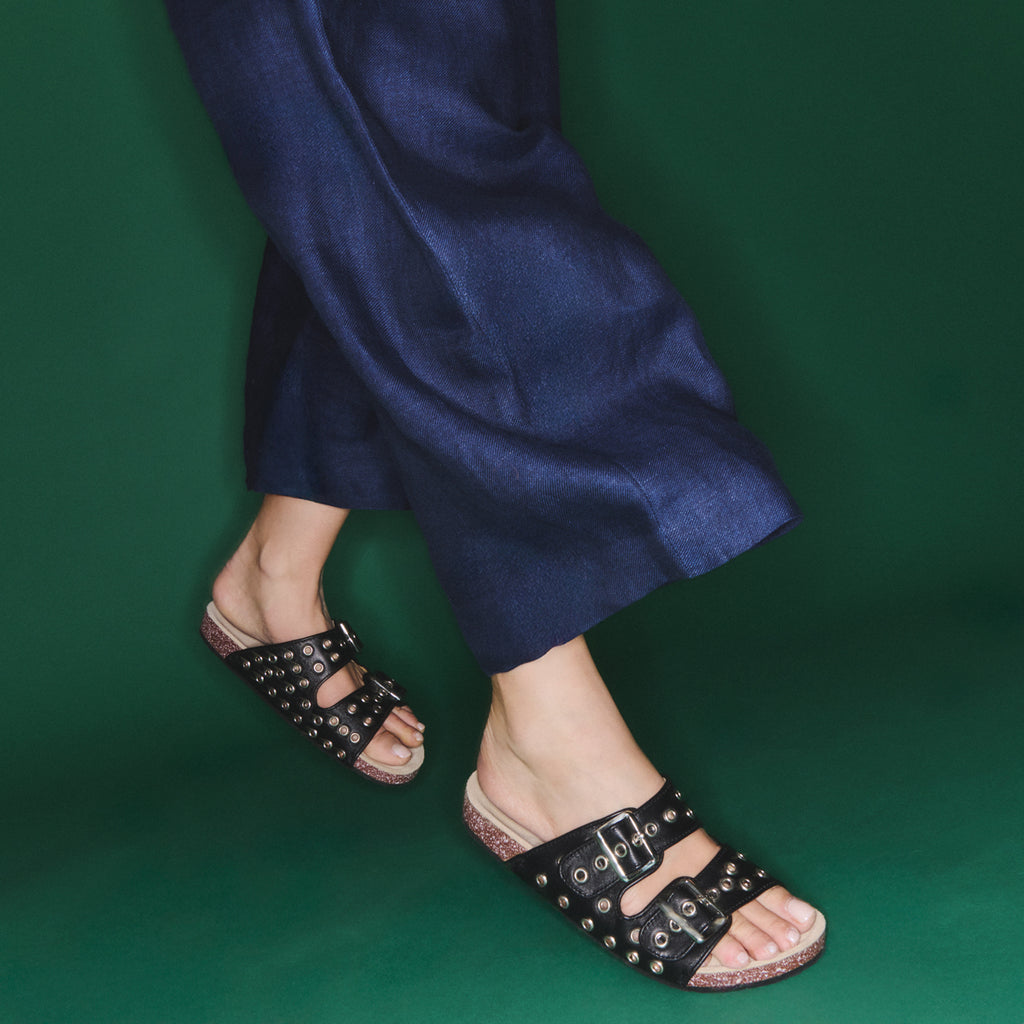 Sandales Cuir Nappa Noir Odette Oeillets