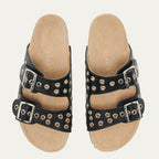 Sandales Cuir Nappa Noir Odette Oeillets