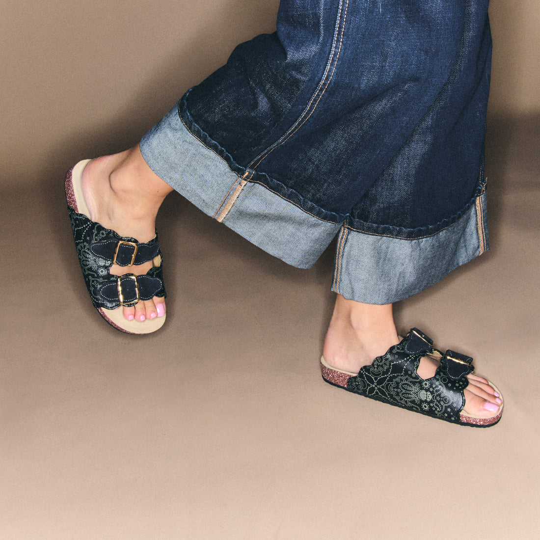Sandales Cuir Nappa Noir Odette Bandana