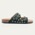 Sandales Cuir Nappa Noir Odette Oeillets