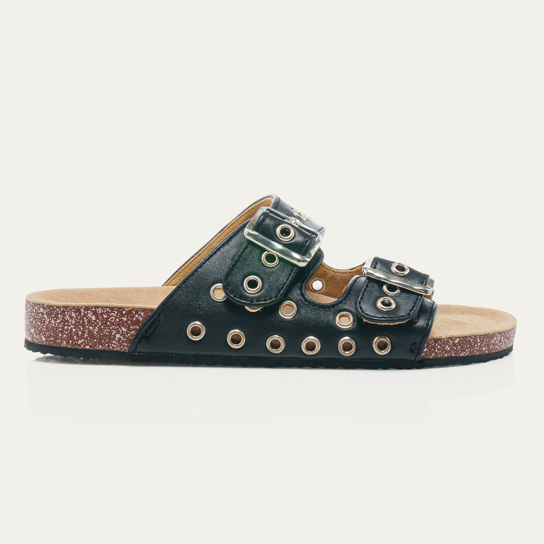 Sandales Cuir Nappa Noir Odette Oeillets