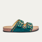 Sandales Cuir Suede Odette Bleu Canard