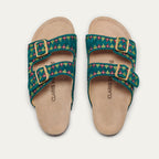 Sandales Cuir Suede Odette Bleu Canard