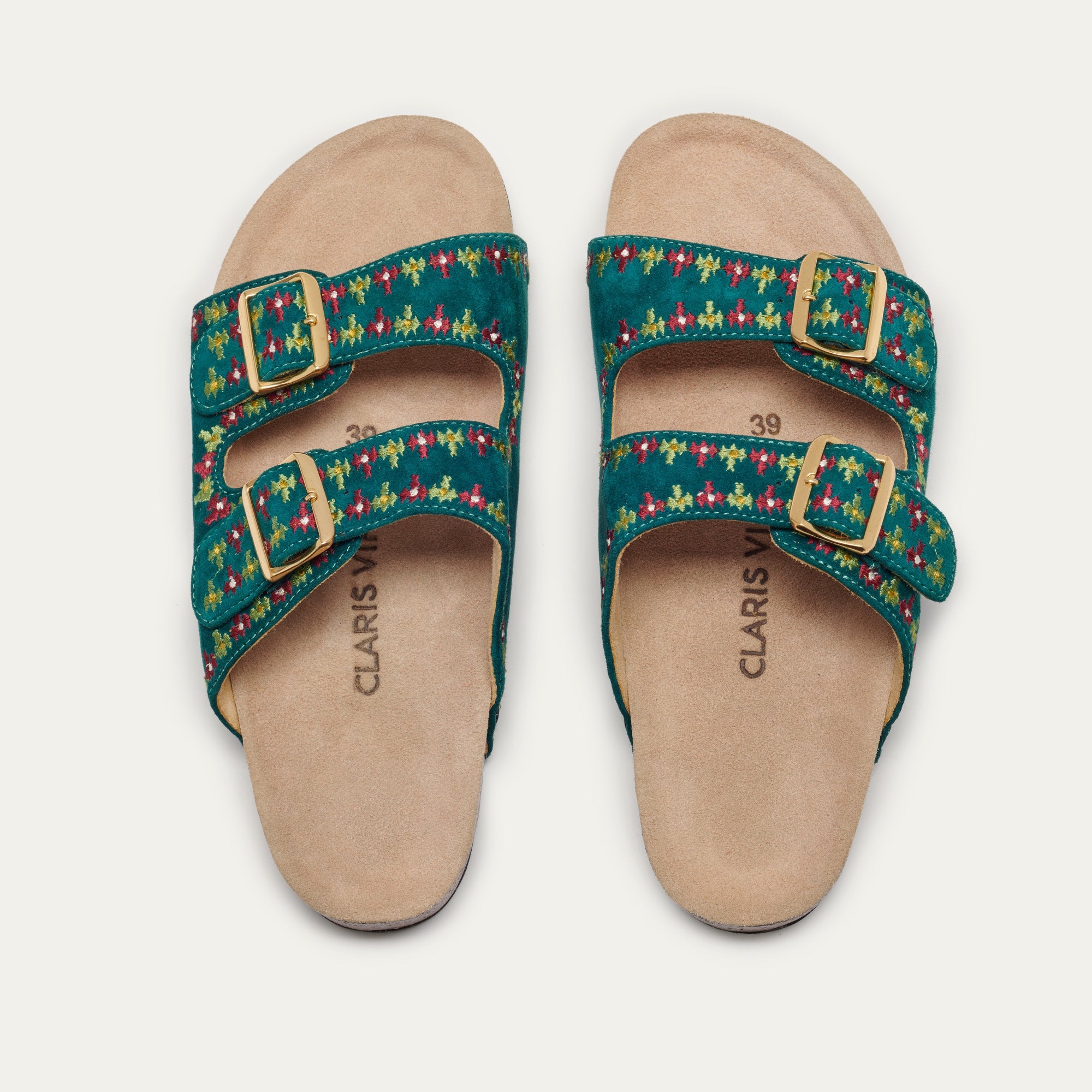 Sandales Cuir Suede Odette Bleu Canard