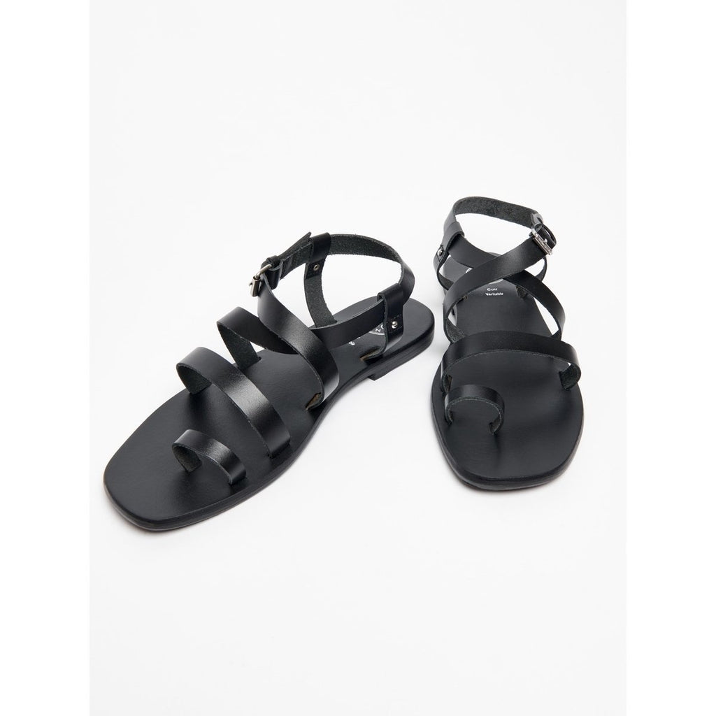 White Sun - Ahoura Sandals - Black Buff - Black