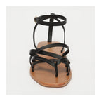 White Sun - Amelia Sandals - Black Sheep Nappa - Black
