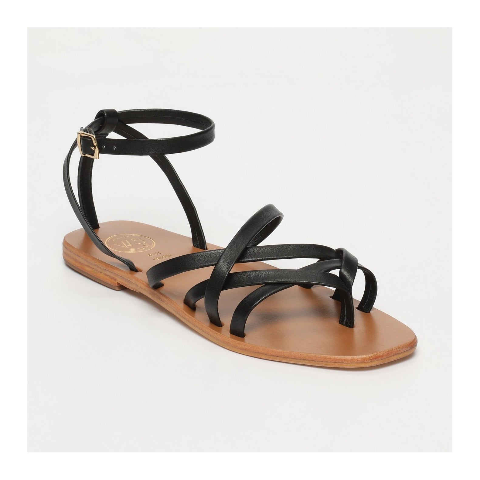 White Sun - Amelia Sandals - Black Sheep Nappa - Black