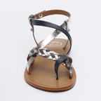 White Sun - Sandalias de dedo Evantail - Azul marino, plata y oro - Mujer