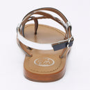 White Sun - Sandales Entre-Doigts Evantail - Marine, Argent Et Or - Femme