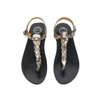 White Sun - Natal Sandals - Pewter Metallic Crackle Foil Goat - Pewter Crackle