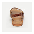 White Sun - Eneya Sandals - Tan Croco Print Goat - Brown Croco