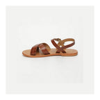 White Sun - Eneya Sandals - Tan Croco Print Goat - Brown Croco