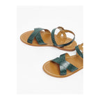 White Sun - Eneya Sandals - Green Croco Print Goat - Green Croco