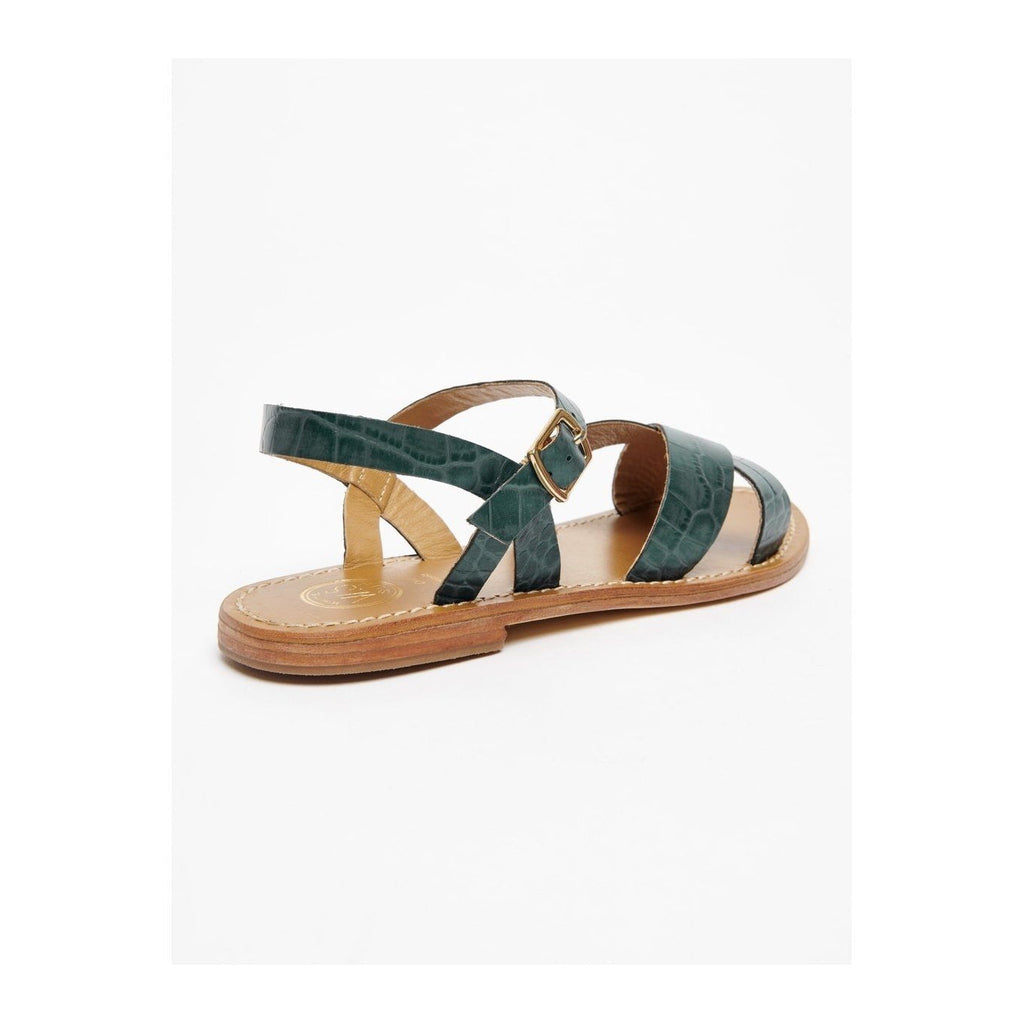 White Sun - Eneya Sandals - Green Croco Print Goat - Green Croco