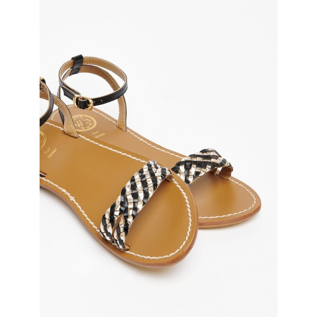 White Sun - Gunnera Essential Sandals - Black and Gold - Women