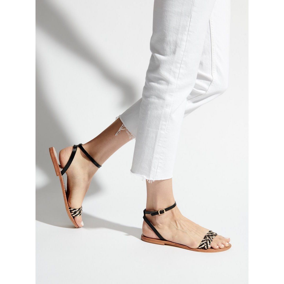 White Sun - Gunnera Essential Sandals - Black and Gold - Women