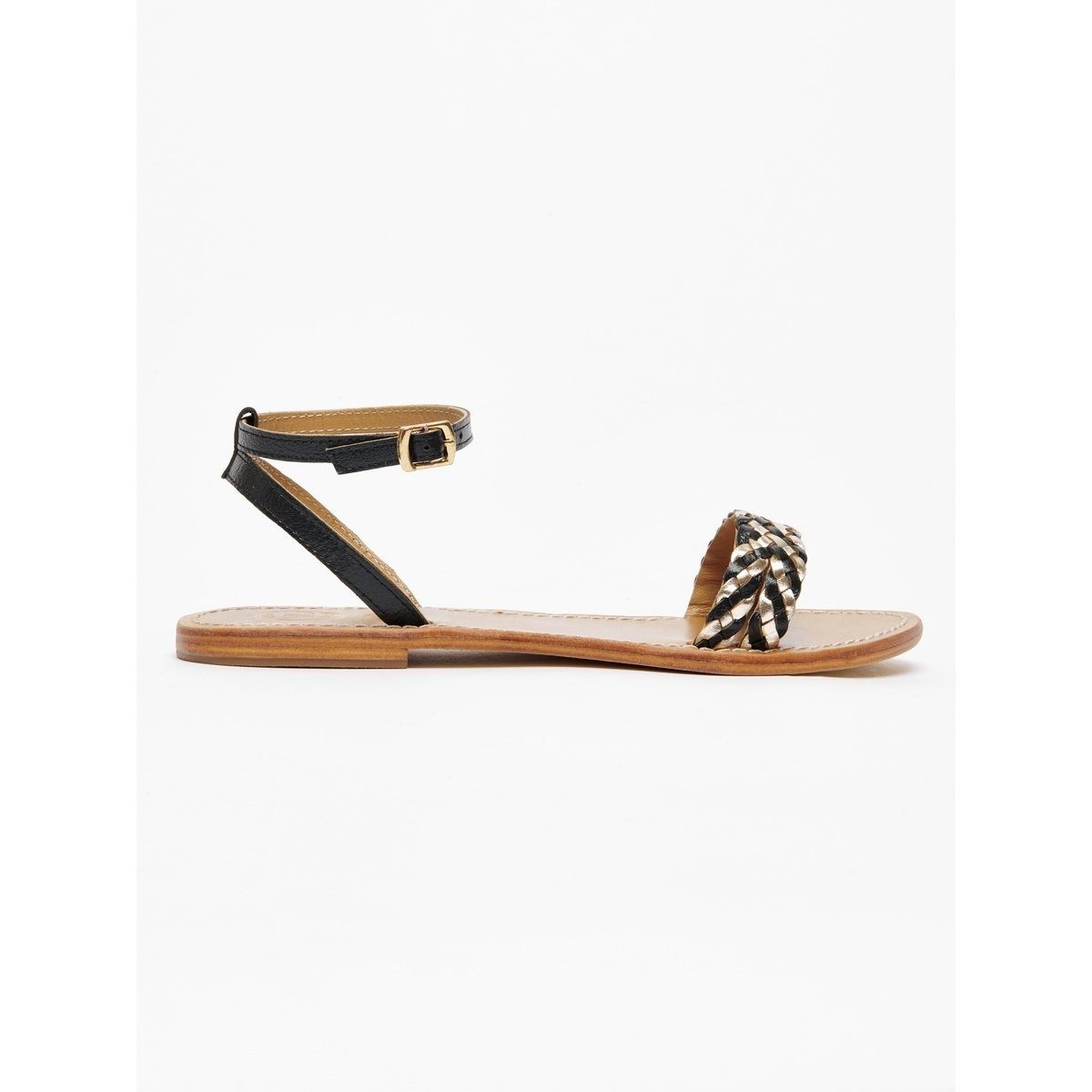 White Sun - Gunnera Essential Sandals - Black and Gold - Women