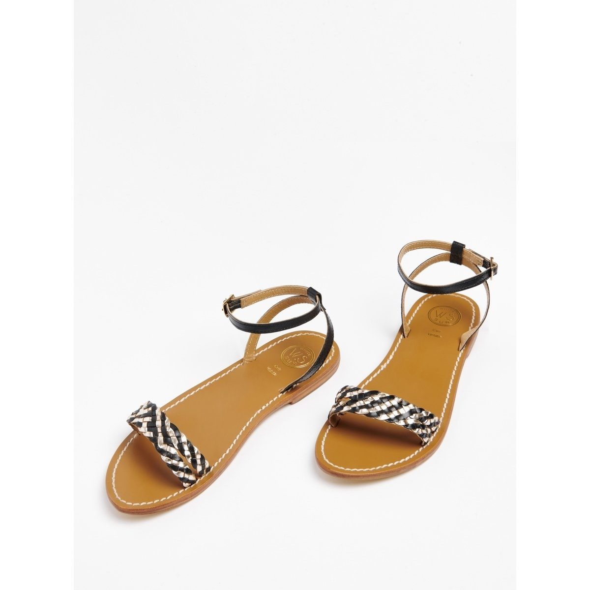 White Sun - Gunnera Essential Sandals - Black and Gold - Women