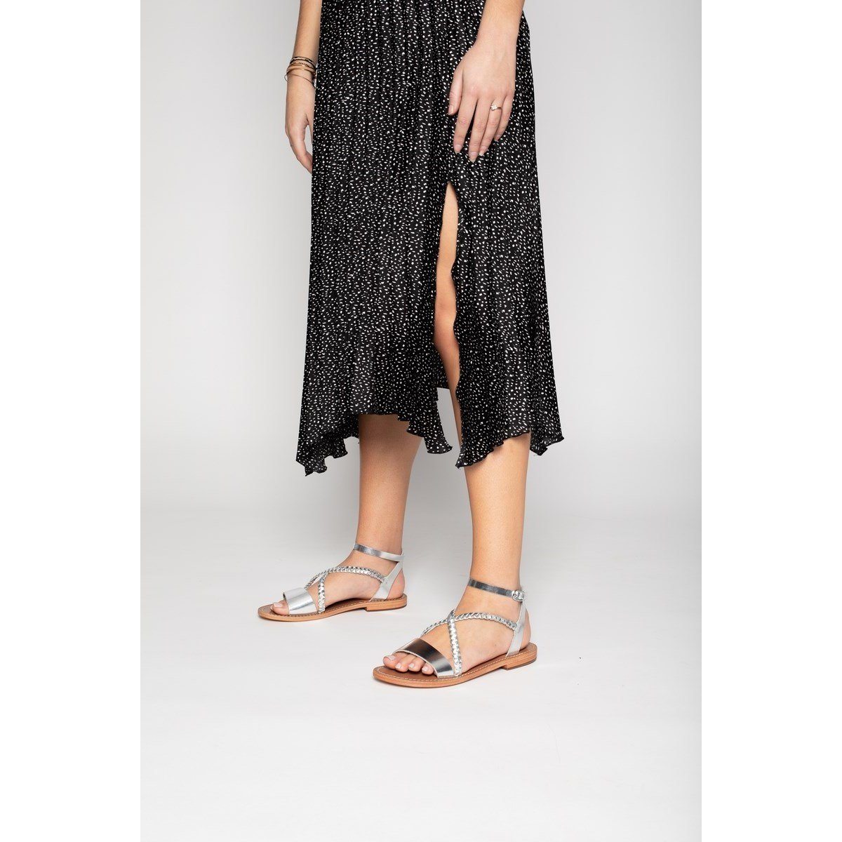 White Sun - Leandra Sandals - Buff Silver - Silver