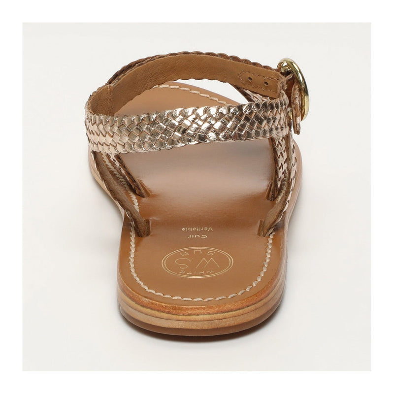 Sol Blanco - Sandalias Bharti - Cuero de cabra dorado - Dorado