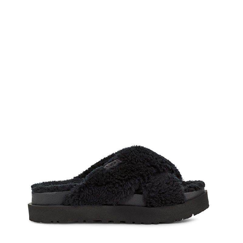 Fuzz Sugar Cross Slide Sandals - Black - Women