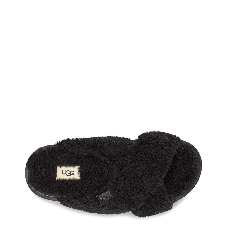 Fuzz Sugar Cross Slide Sandals - Black - Women