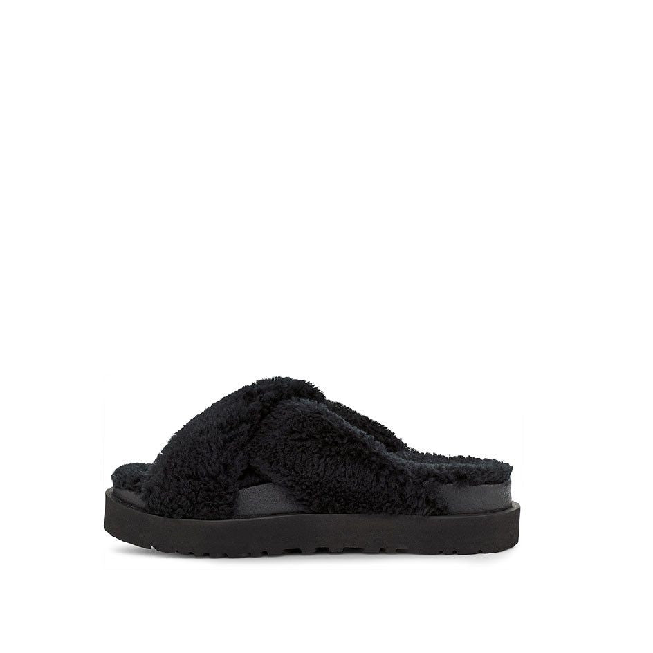 Fuzz Sugar Cross Slide Sandals - Black - Women