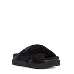 Fuzz Sugar Cross Slide Sandals - Black - Women
