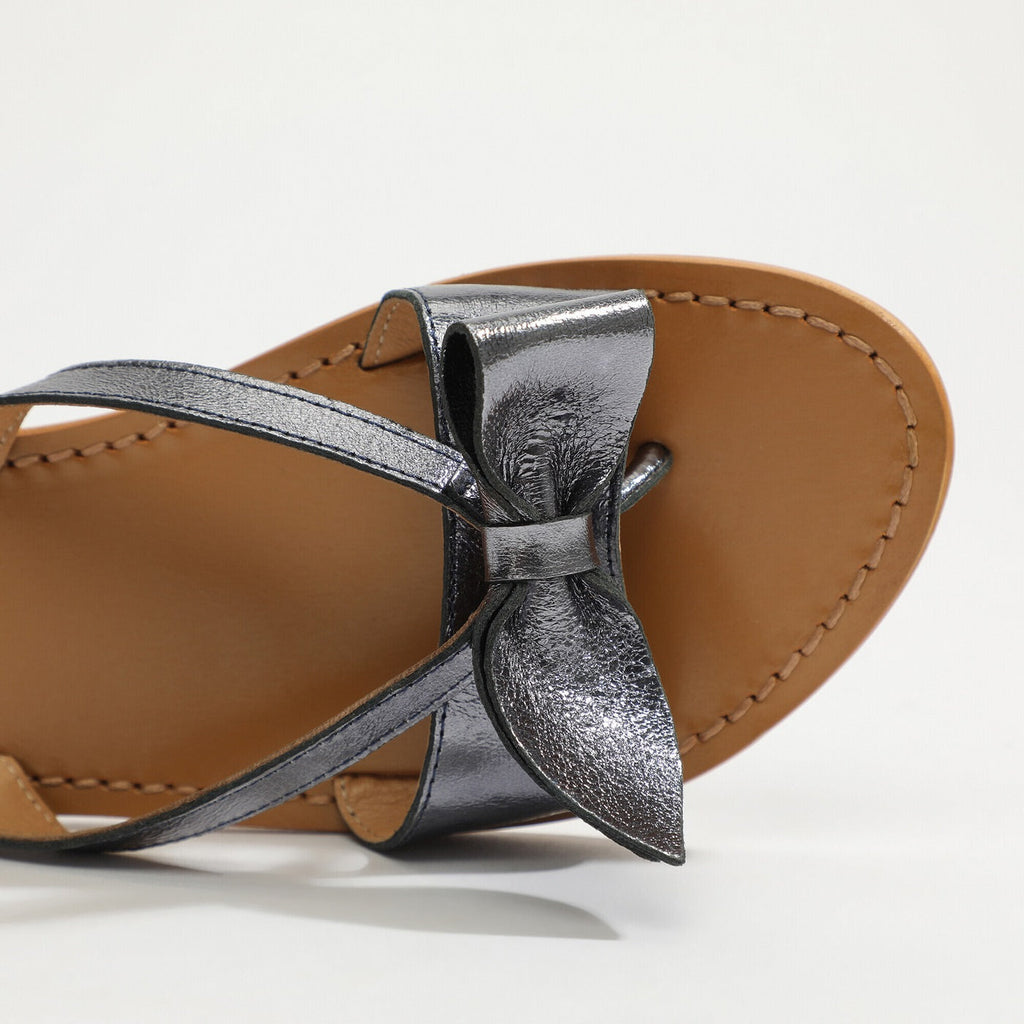 White Sun - Herbita Mules - Goat Black Metallic - Black