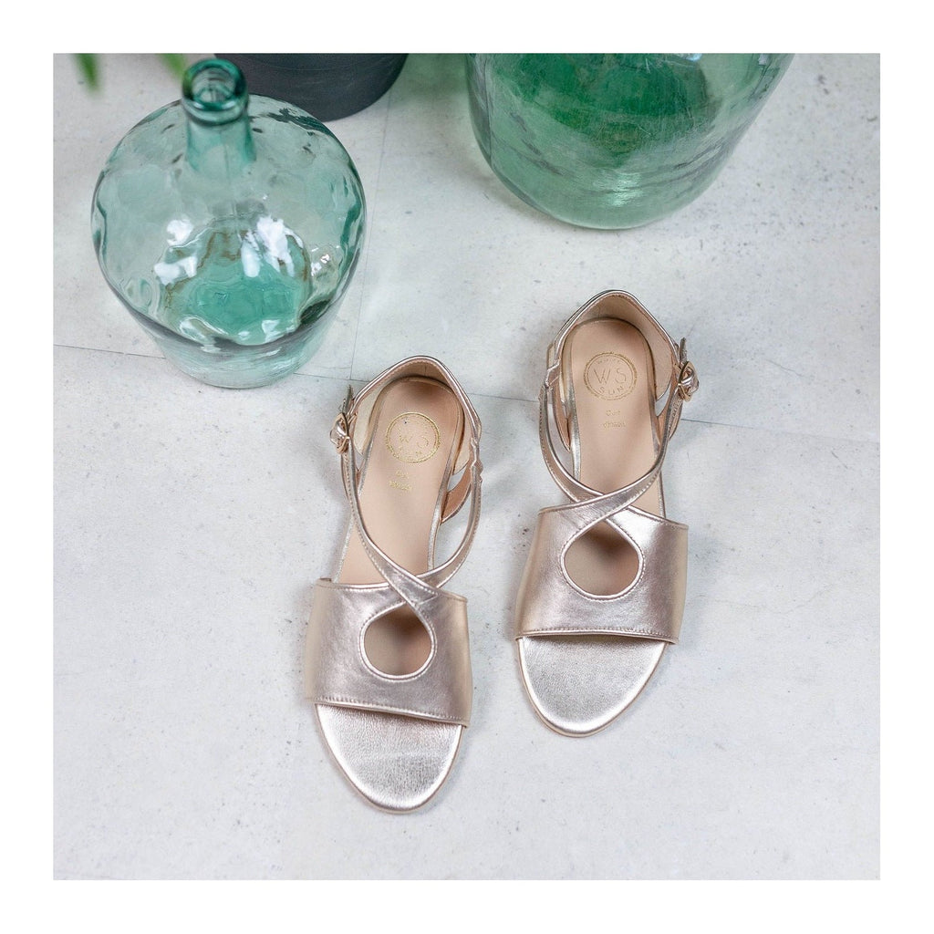 White Sun - Kirby Sandals - Gold Sheep Nappa - Gold