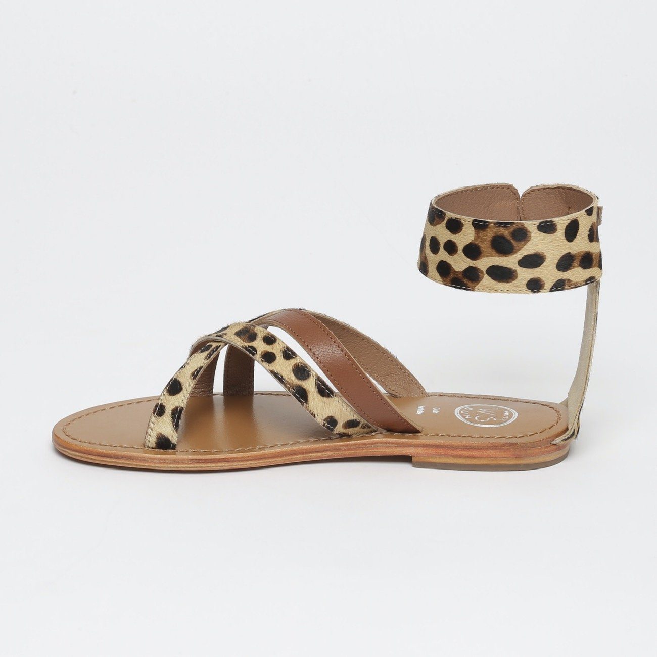 White Sun - Sandalias planas Bora - Leopardo y camel - Mujer