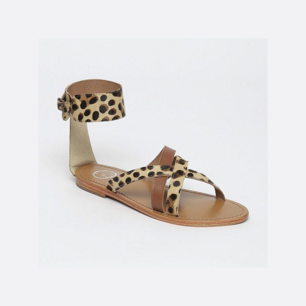 White Sun - Sandalias planas Bora - Leopardo y camel - Mujer