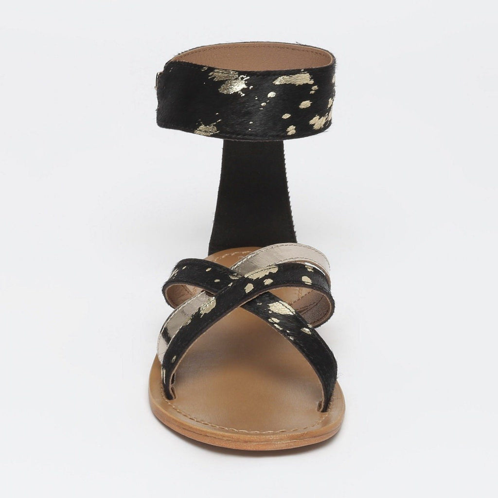 White Sun - Bora Flat Sandals - Black and Gold - Women