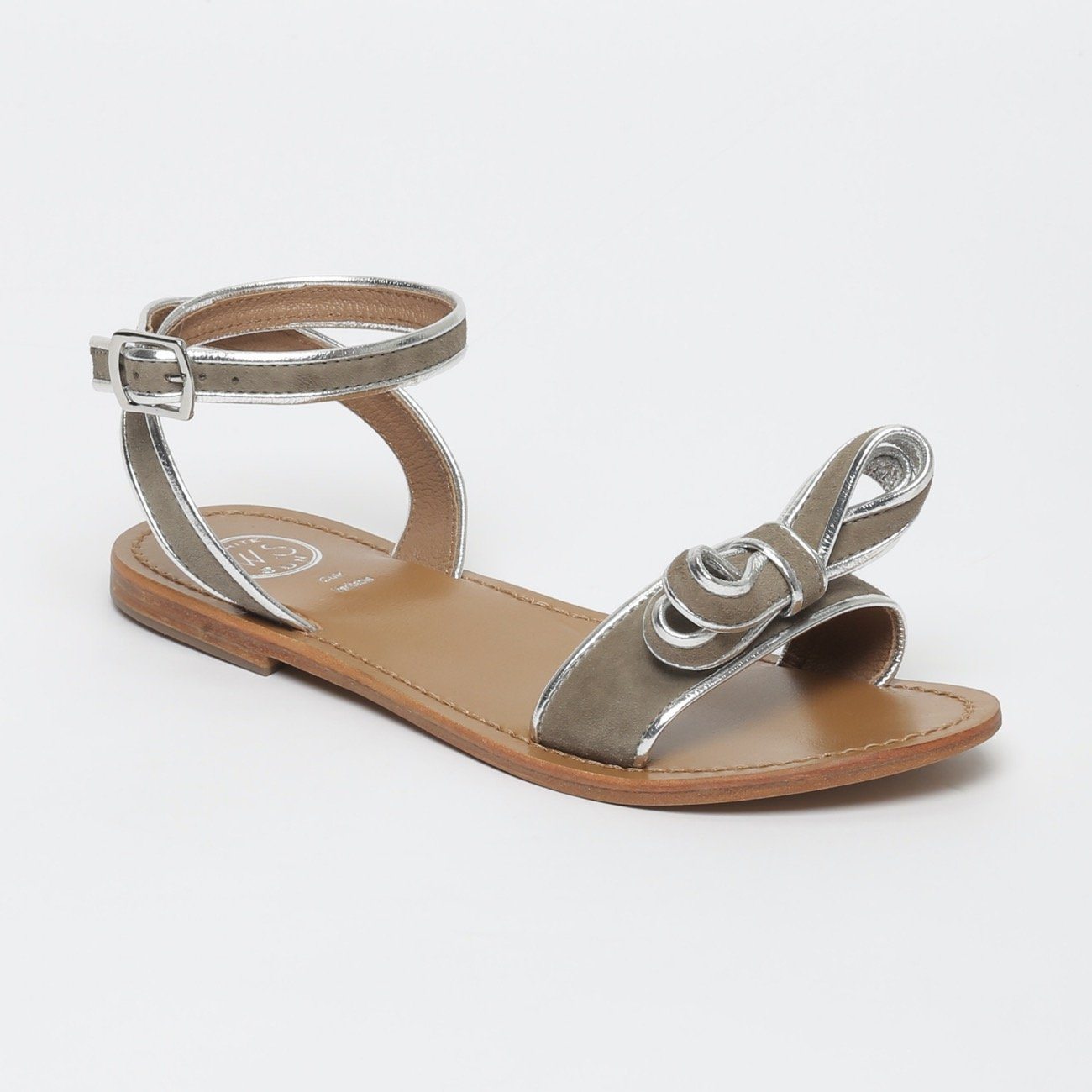 White Sun - Espelho Flat Sandals - Grey and Silver - Women