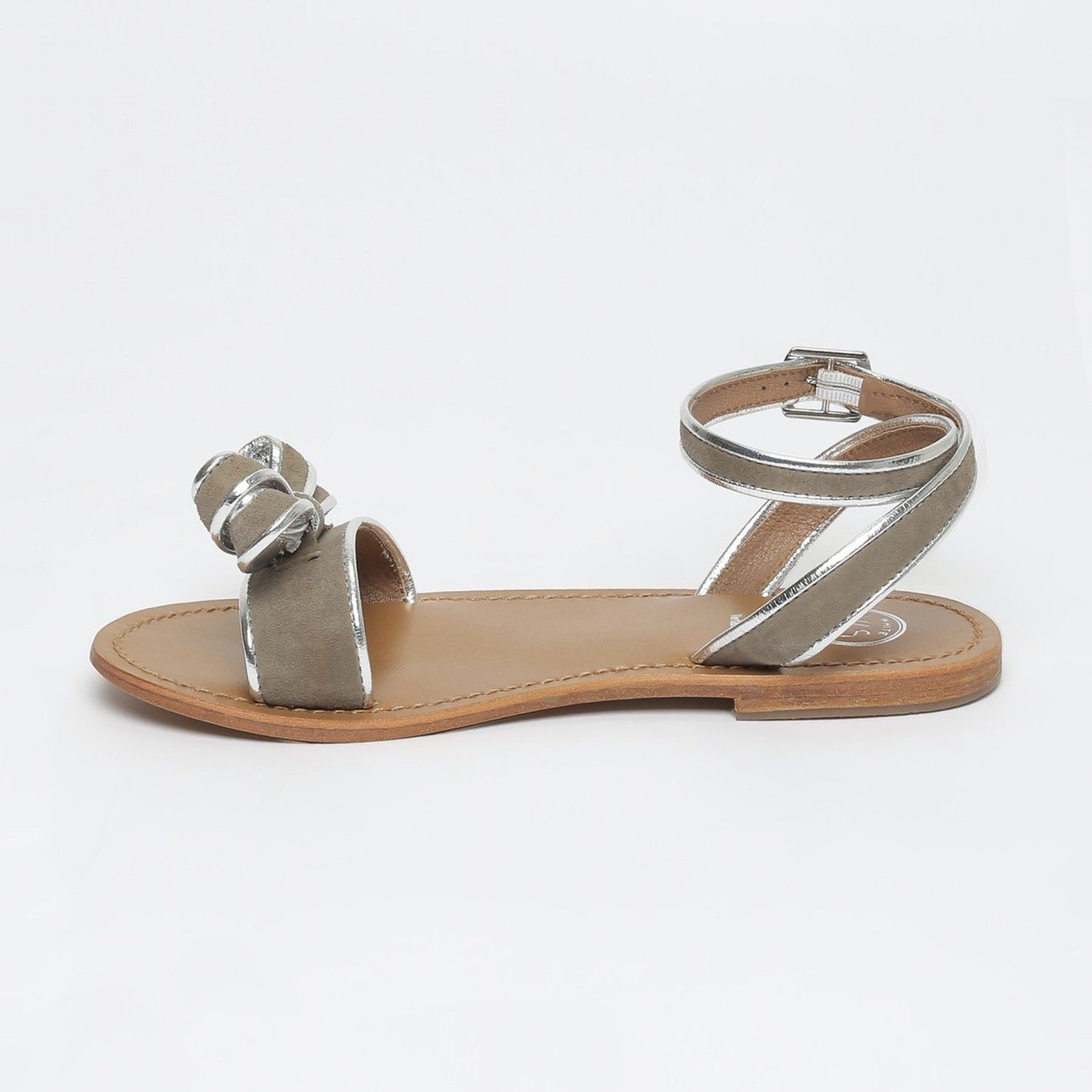 White Sun - Espelho Flat Sandals - Grey and Silver - Women