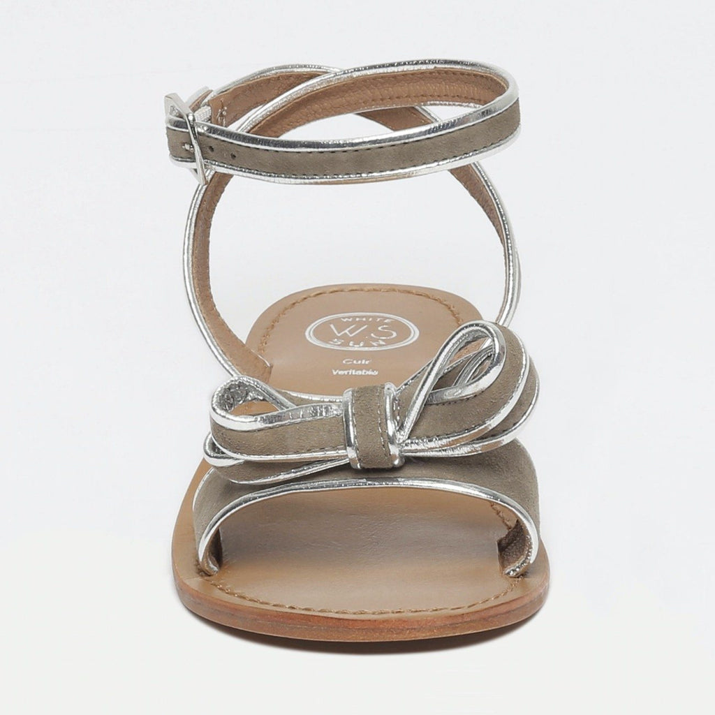 White Sun - Espelho Flat Sandals - Grey and Silver - Women