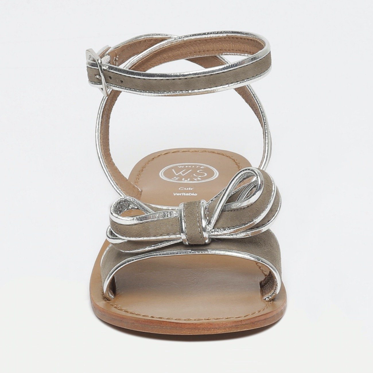 White Sun - Espelho Flat Sandals - Grey and Silver - Women