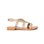 Couleur Pourpre - Sandalias Planas Isha - Dorado