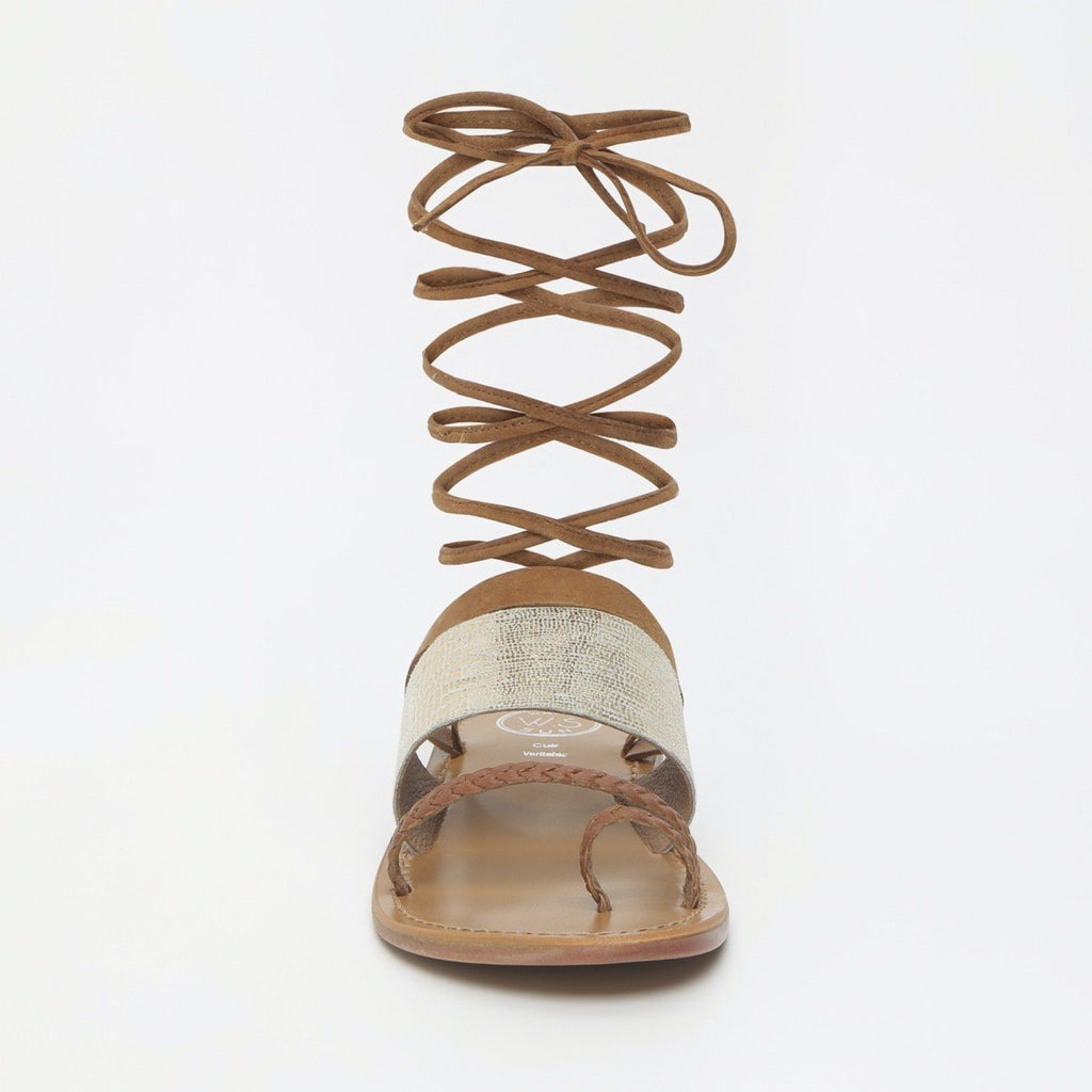 White Sun - Lupita Flat Sandals - Camel and Gold - Women