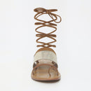 White Sun - Sandalias Planas Lupita - Camel Y Dorado - Mujer
