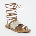 White Sun - Lupita Flat Sandals - Camel and Gold - Women