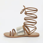 White Sun - Lupita Flat Sandals - Camel and Gold - Women