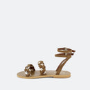 White Sun - Sandalias Planas Macha - Camel Y Oro - Mujer