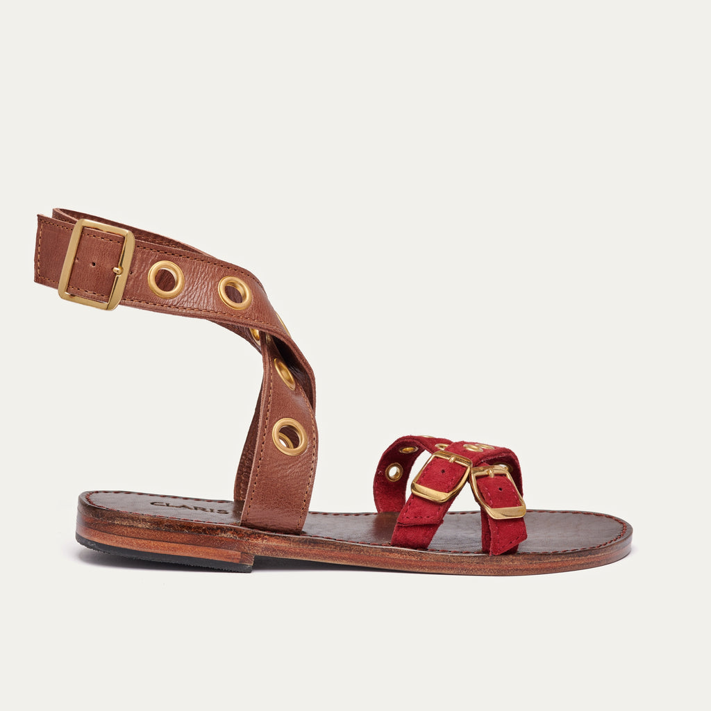 Laurette Chocolate Burgundy Leather Sandals