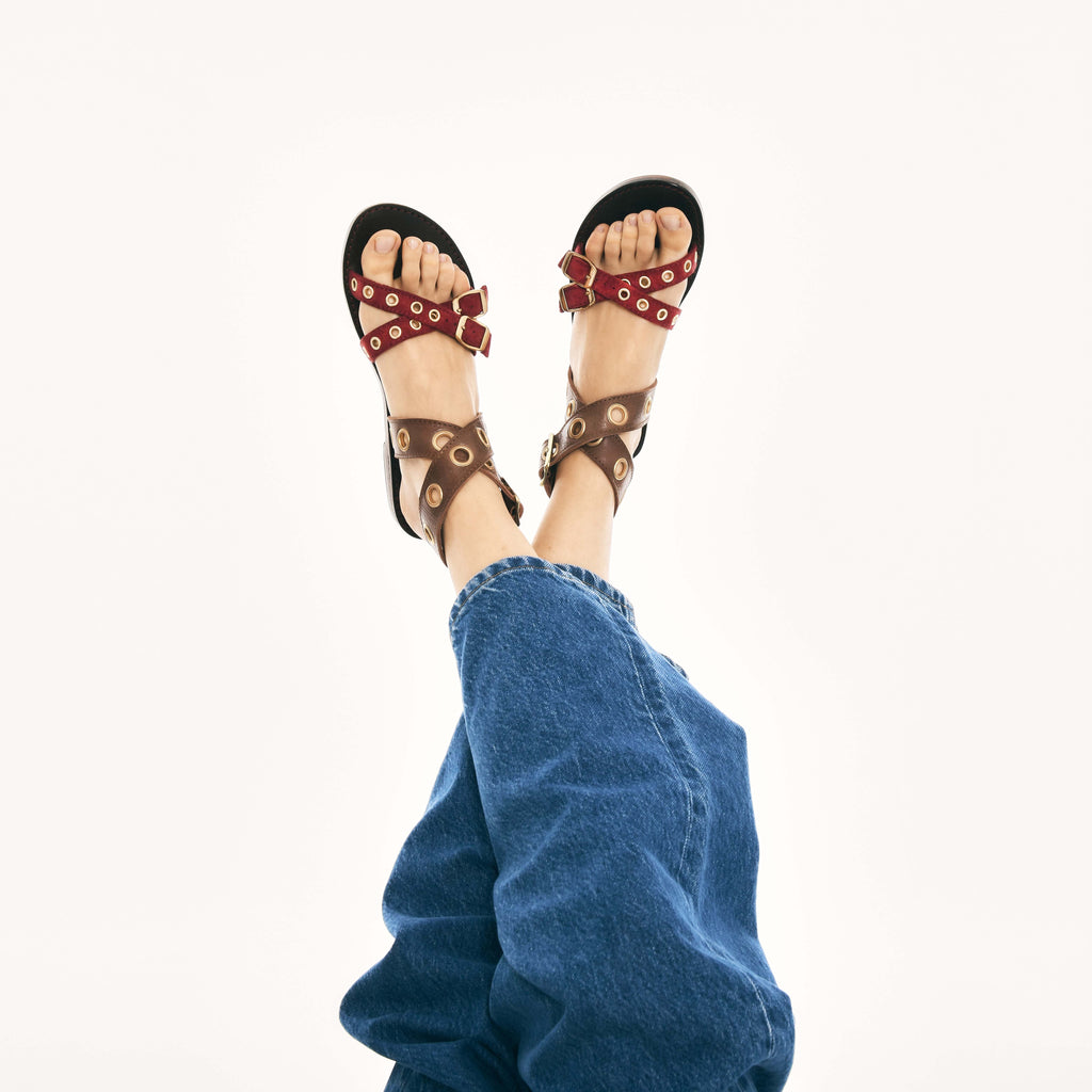 Sandales Cuir Laurette Chocolat Burgundy