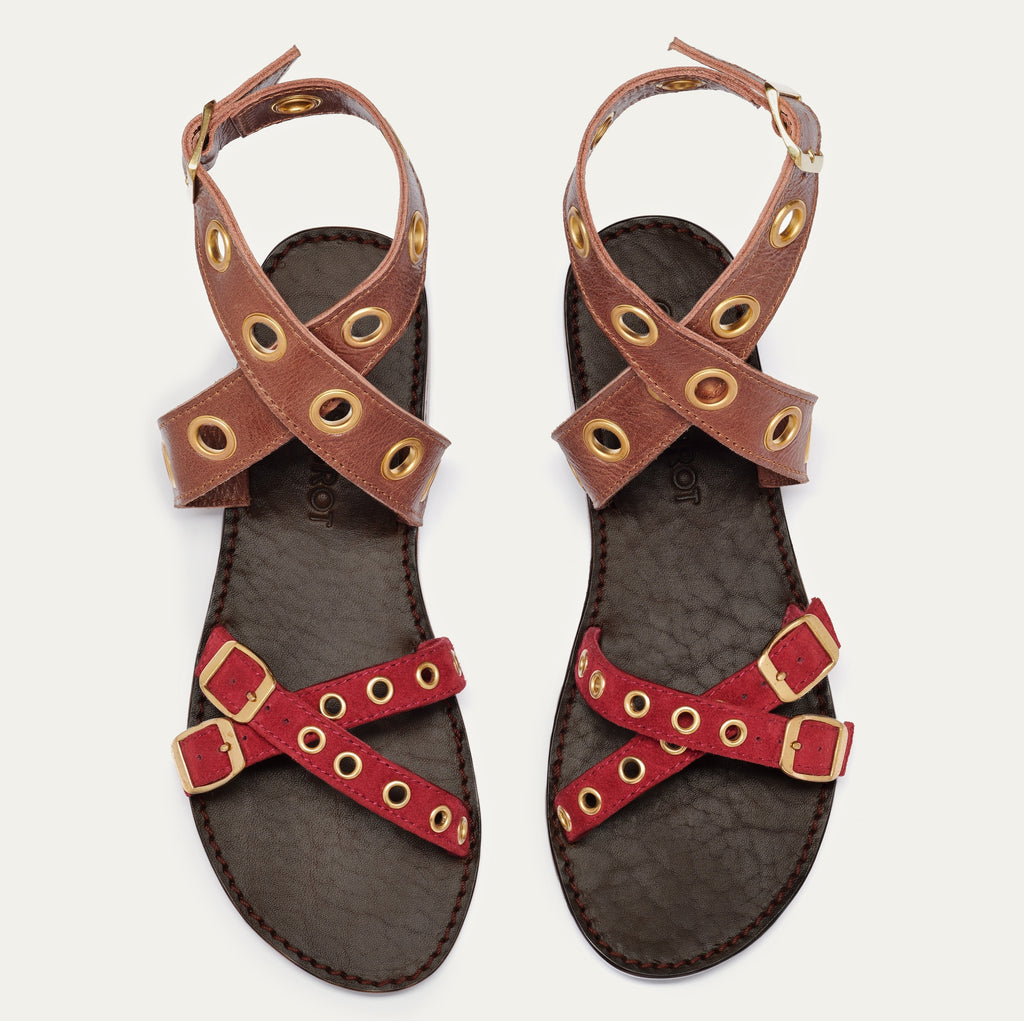 Laurette Chocolate Burgundy Leather Sandals