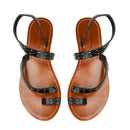 Couleur Pourpre - Shan Sandals - Croco - Black