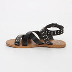 White Sun - Alcoy Sandals - Buff Black / Studs Silver - Black