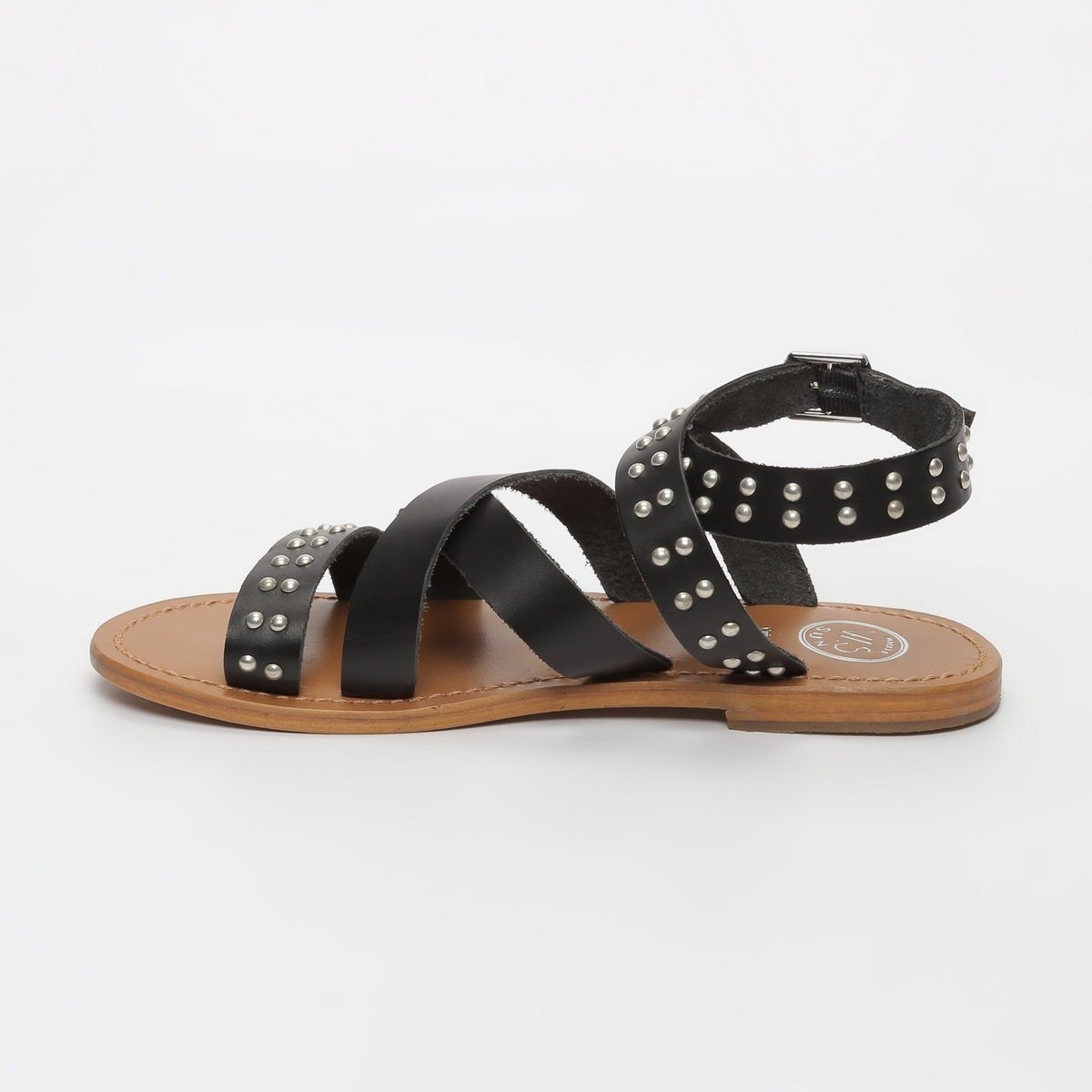 White Sun - Alcoy Sandals - Buff Black / Studs Silver - Black