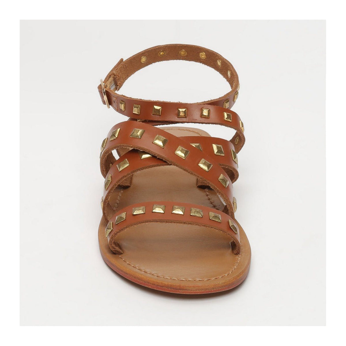 Sandali Amari - Buff Camel / Square Studs Gold - Cammello